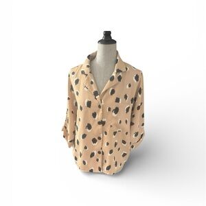 Vine & Love Tan Leopard Print Blouse